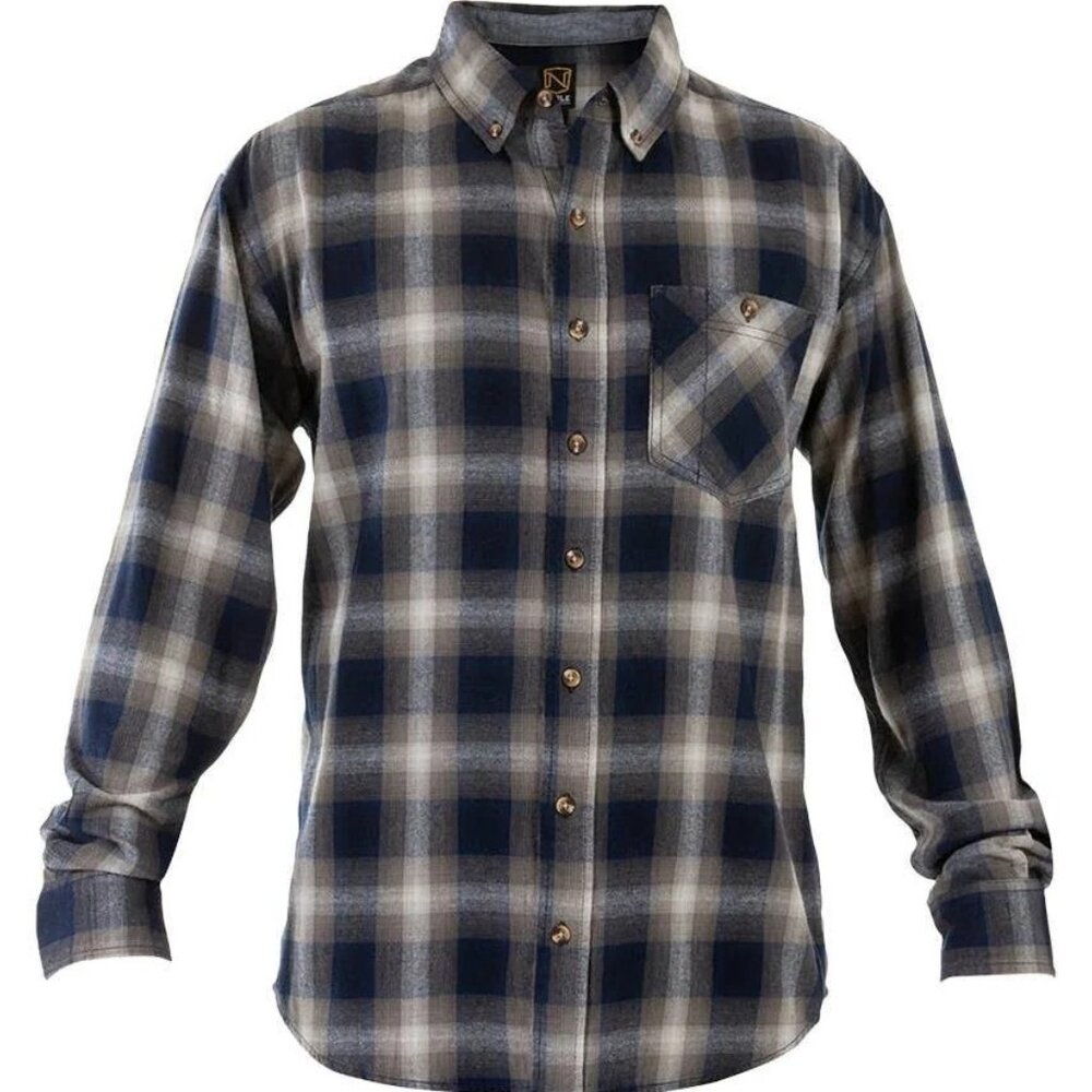 Noble Outfitters Men's Dark Blue & White Tartan Plaid Flannel Shirt Size XXL